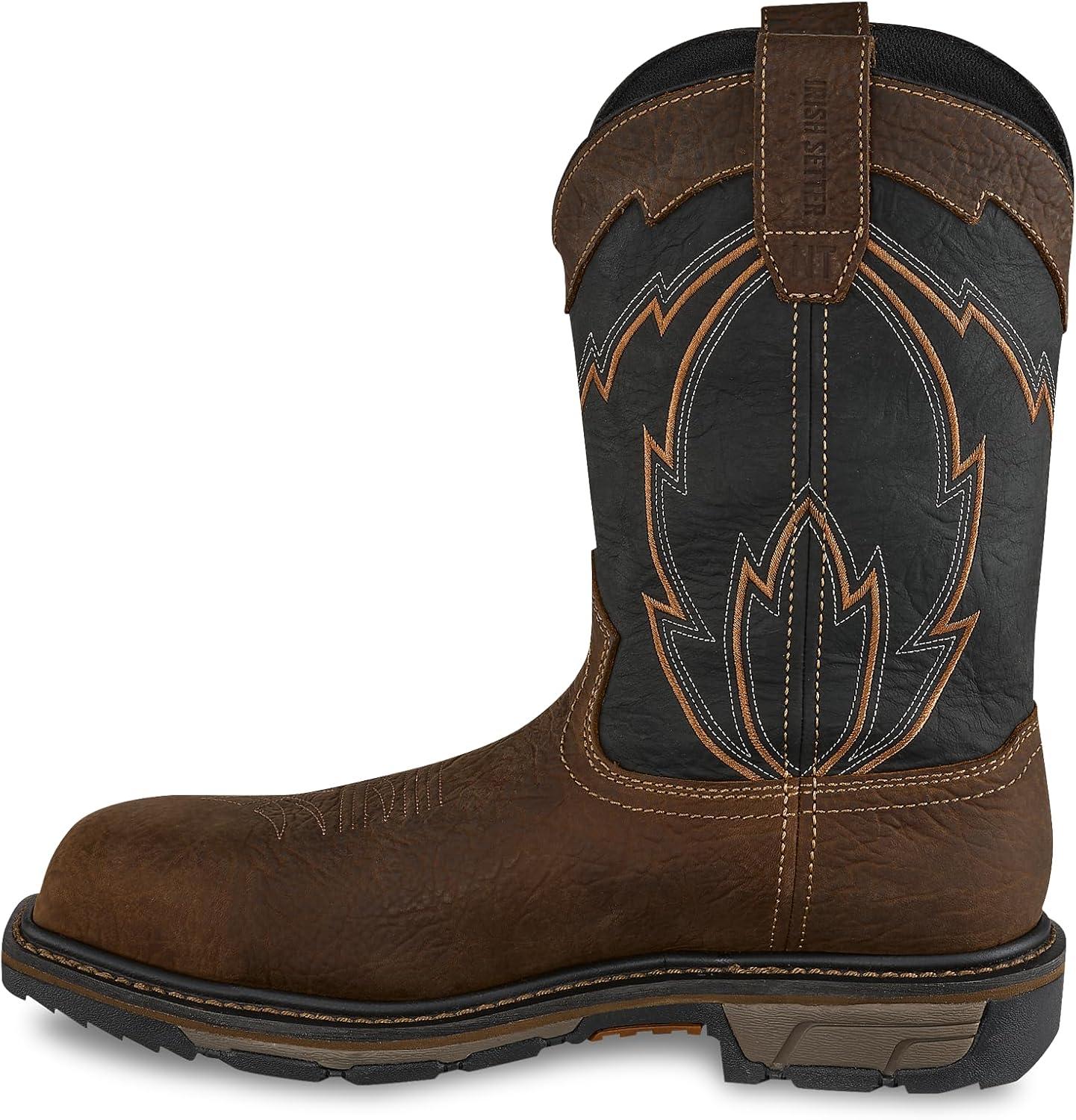 imageIrish Setter Marshall Mens 11quot Waterproof NonMetallic Safety Toe Work BootBrownBlack