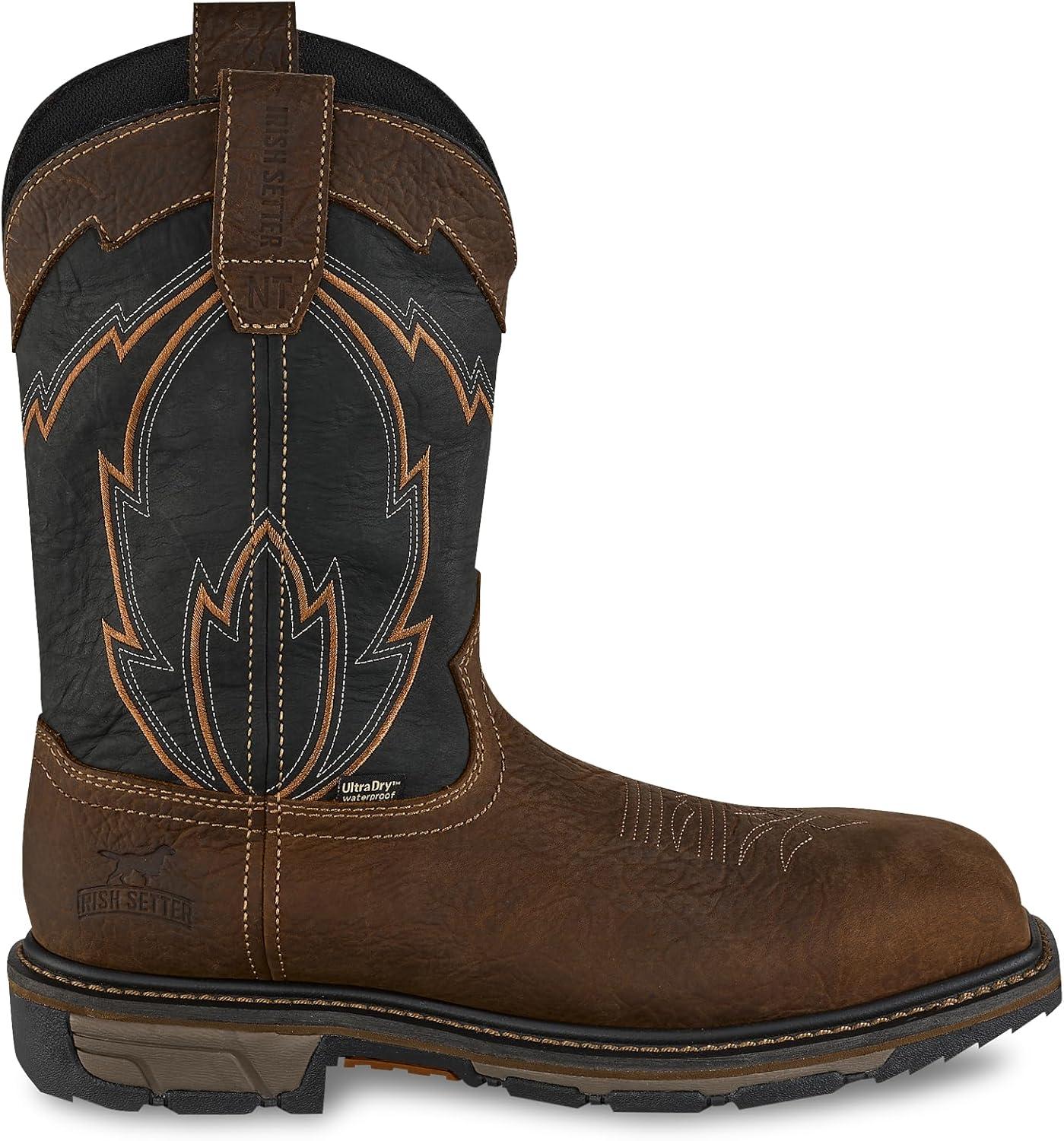 imageIrish Setter Marshall Mens 11quot Waterproof NonMetallic Safety Toe Work BootBrownBlack