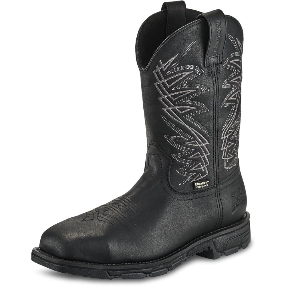 imageIrish Setter Marshall Mens 11quot Waterproof Steel Safety Toe PullOn Work BootBlack