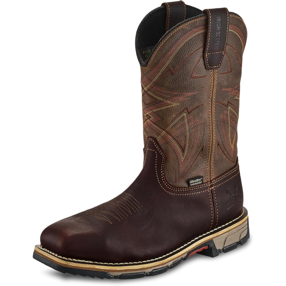 imageIrish Setter Marshall Mens 11quot Waterproof Steel Safety Toe PullOn Work BootBrownOlive