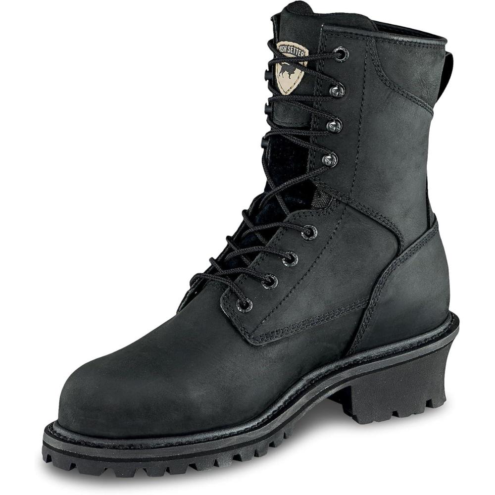 imageIrish Setter Mesabi Mens 8quot Waterproof Steel Safety Toe Logger BootBlack