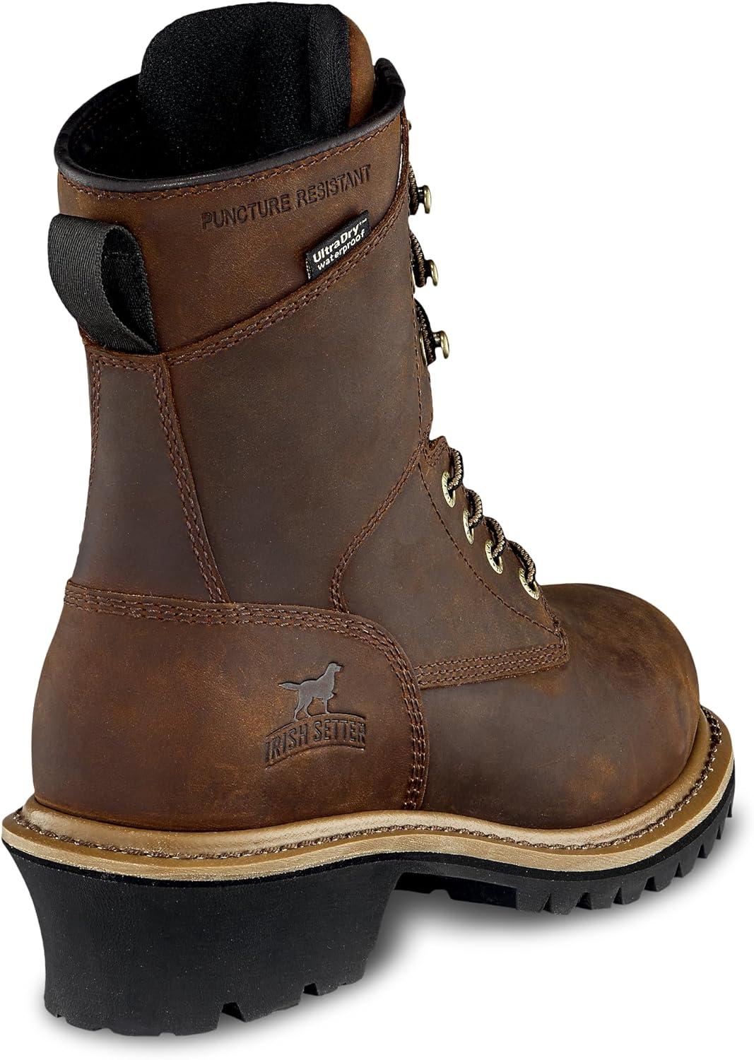 imageIrish Setter Mesabi Womens 8quot Waterproof Puncture Resistant Steel Safety Toe Logger BootBrown