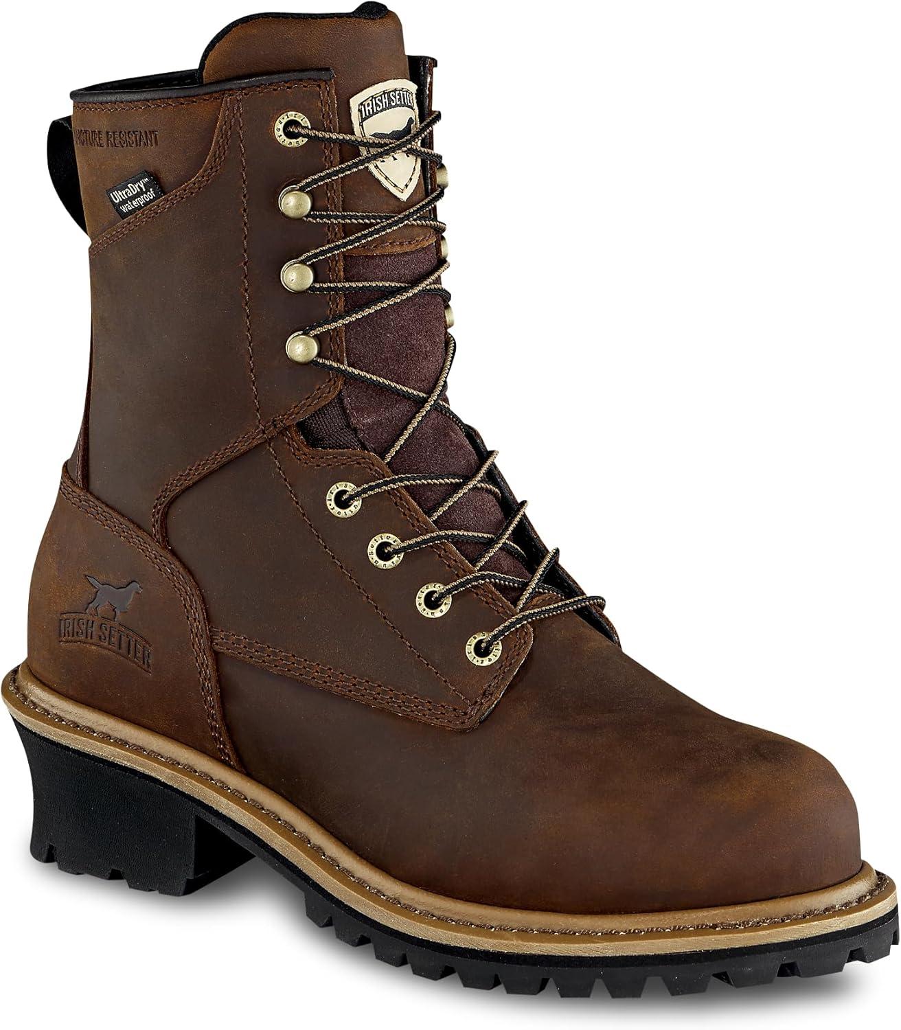 imageIrish Setter Mesabi Womens 8quot Waterproof Puncture Resistant Steel Safety Toe Logger BootBrown