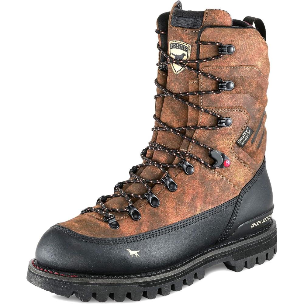 imageIrish Setter Elk Tracker XD Mens 10quot Waterproof Hunting Boot Field CamoField CamoBlack
