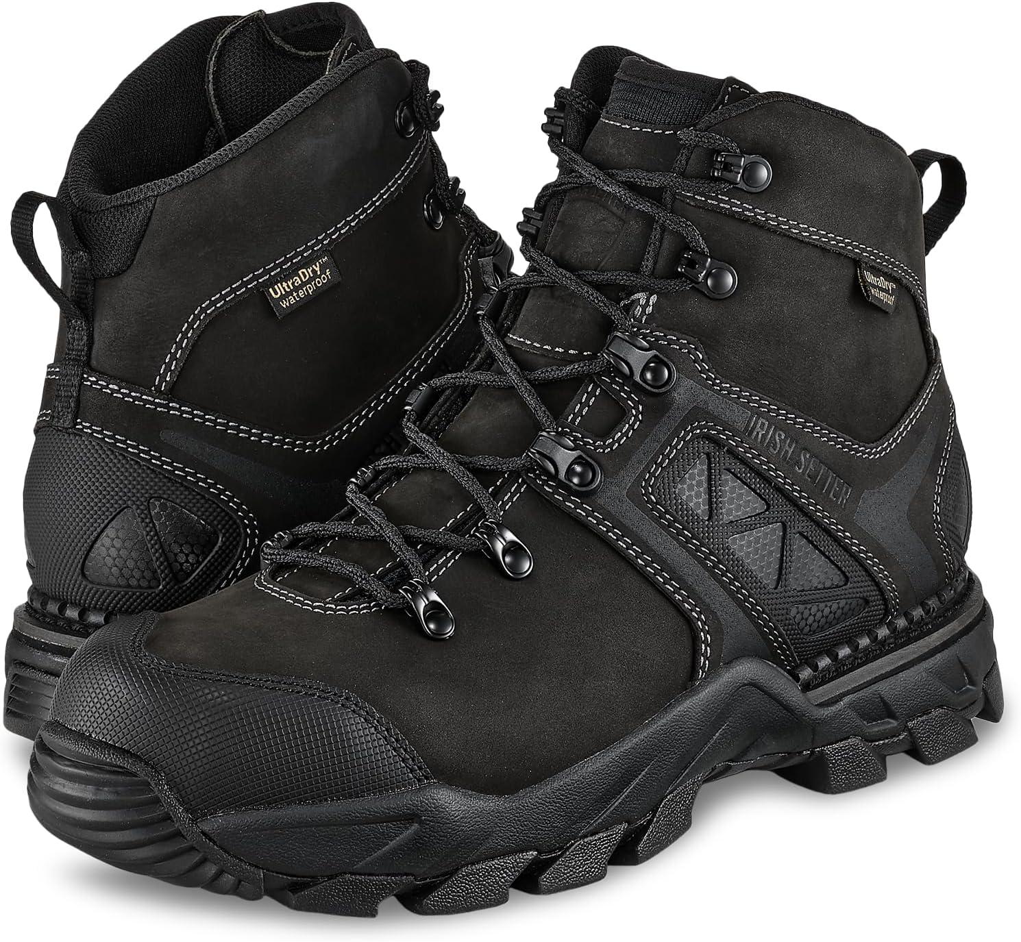 imageIrish Setter Crosby Mens 6 NonMetallic Safety Toe Waterproof Full Grain Leather Work Boot Black