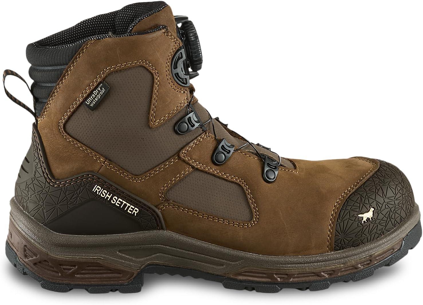 imageIrish Setter Kasota Mens 6 BOA Waterproof NonMetallic Safety Toe Work BootBrown