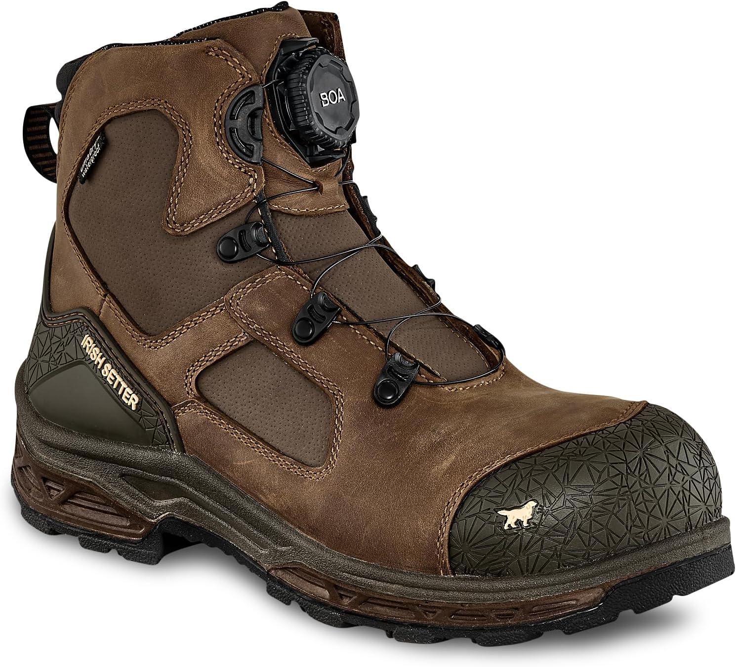 imageIrish Setter Kasota Mens 6 BOA Waterproof NonMetallic Safety Toe Work BootBrown