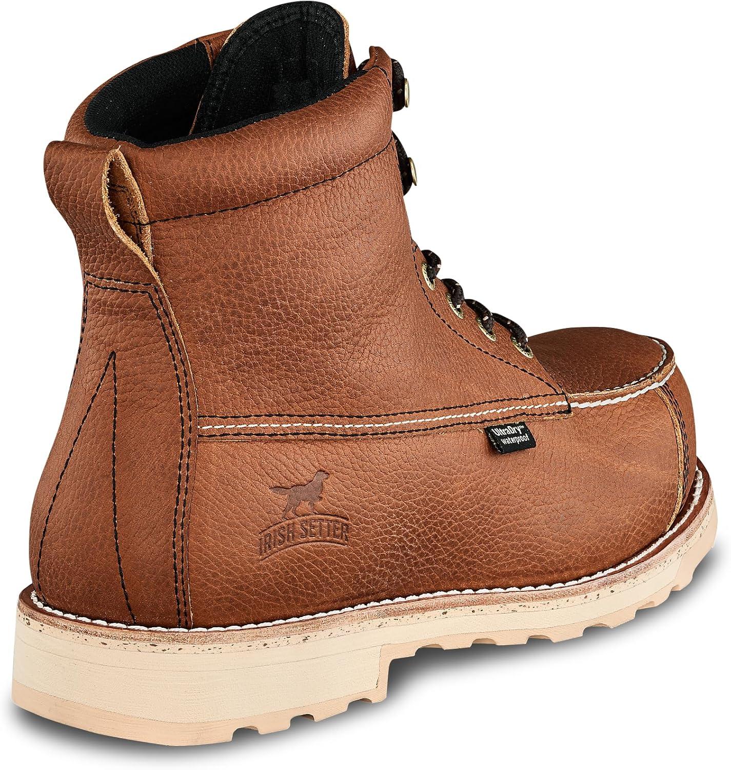 imageIrish Setter Wingshooter ST Mens 6 Waterproof NonMetallic Safety Toe Work Boot Amber 10 D Medium