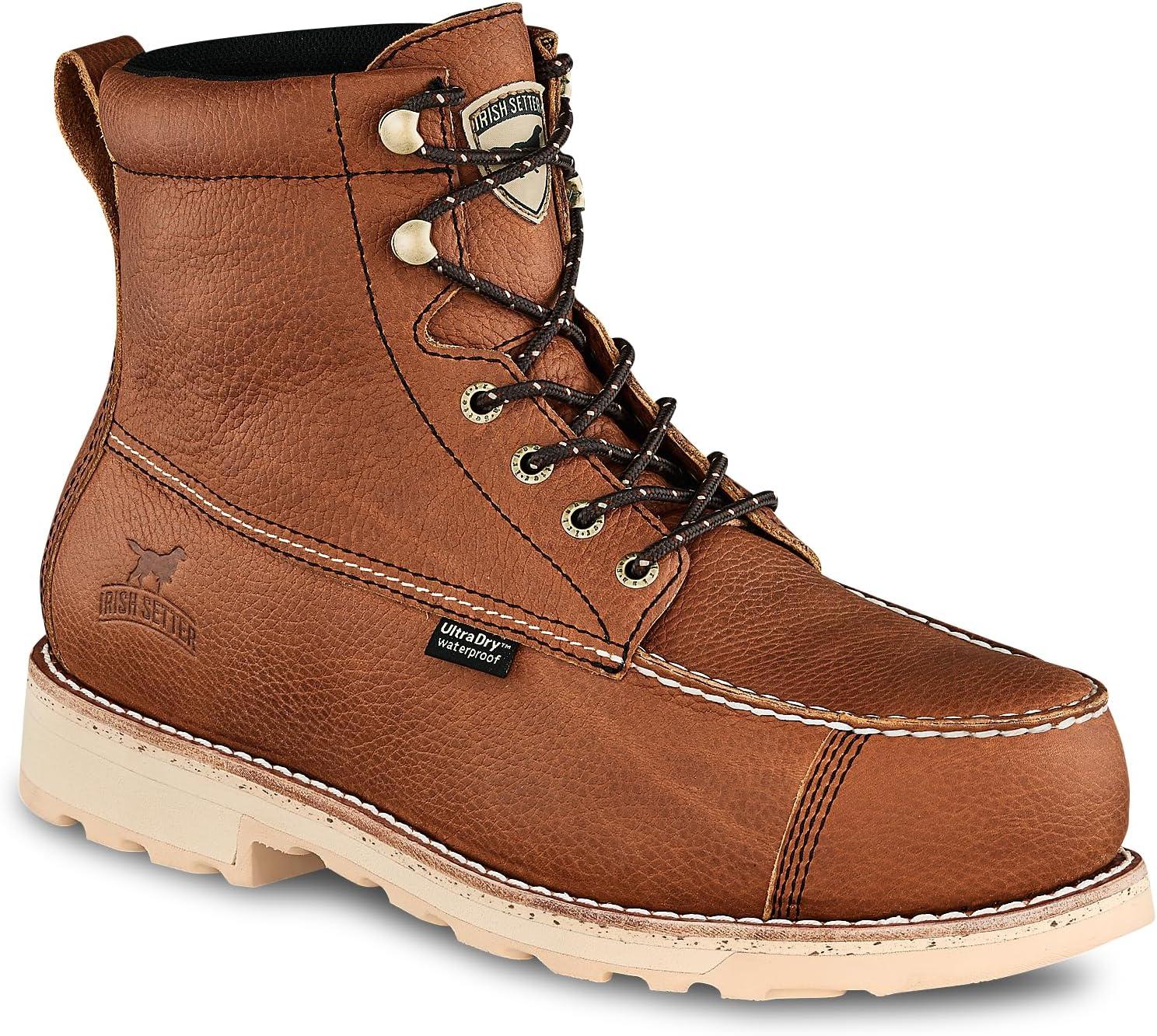 imageIrish Setter Wingshooter ST Mens 6 Waterproof NonMetallic Safety Toe Work Boot Amber 10 D Medium