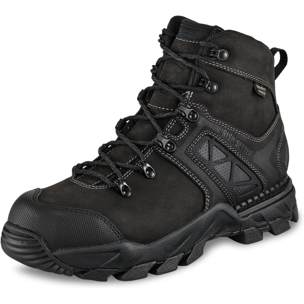 imageIrish Setter Crosby Mens 6 NonMetallic Safety Toe Waterproof Full Grain Leather Work Boot Black