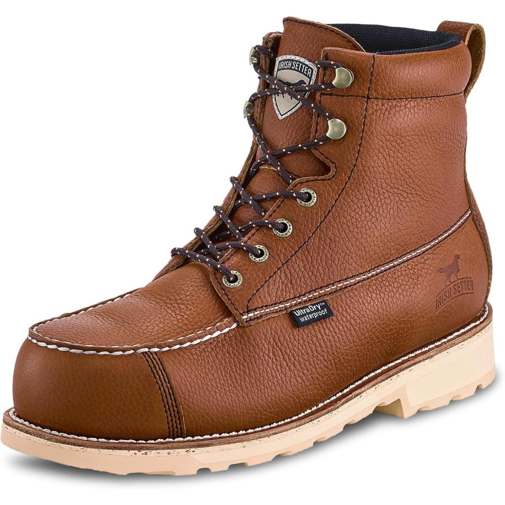 imageIrish Setter Wingshooter ST Mens 6 Waterproof NonMetallic Safety Toe Work Boot Amber 10 D Medium