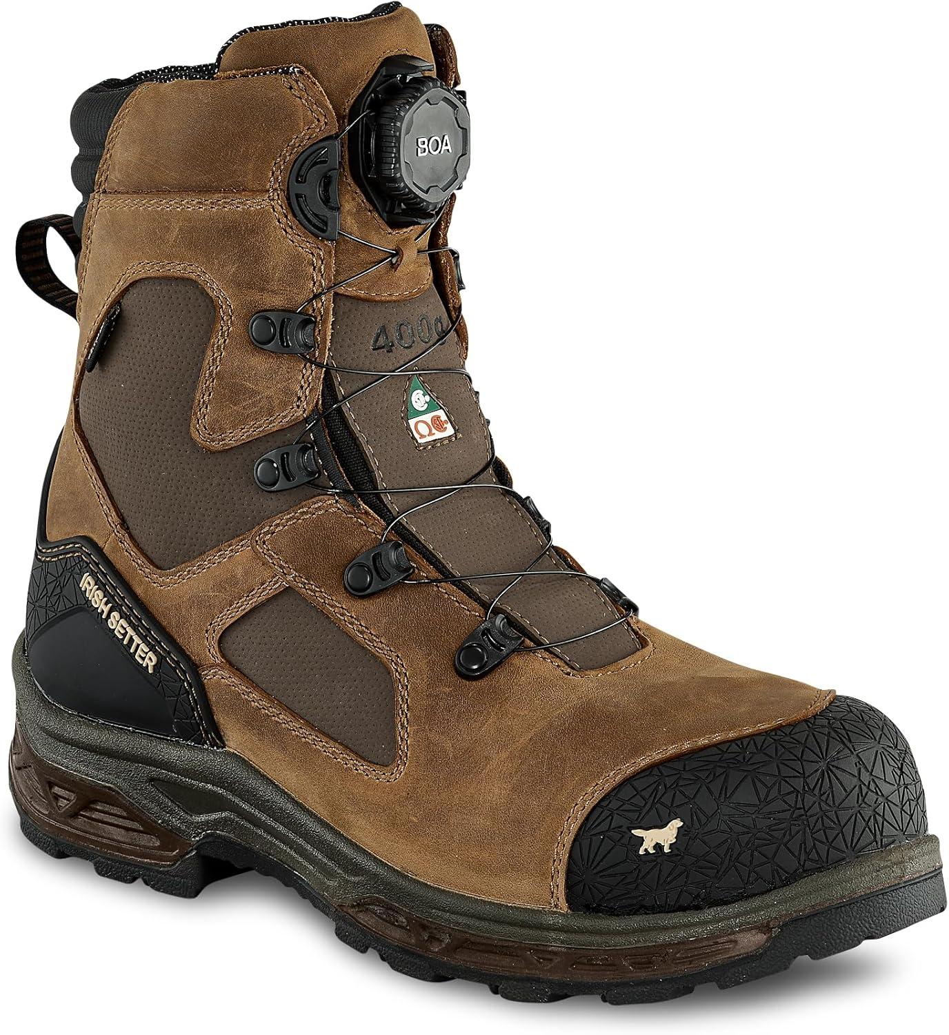 imageIrish Setter Kasota Mens 8 BOA Waterproof Insulated 400g NonMetallic Safety Toe Work BootBrown