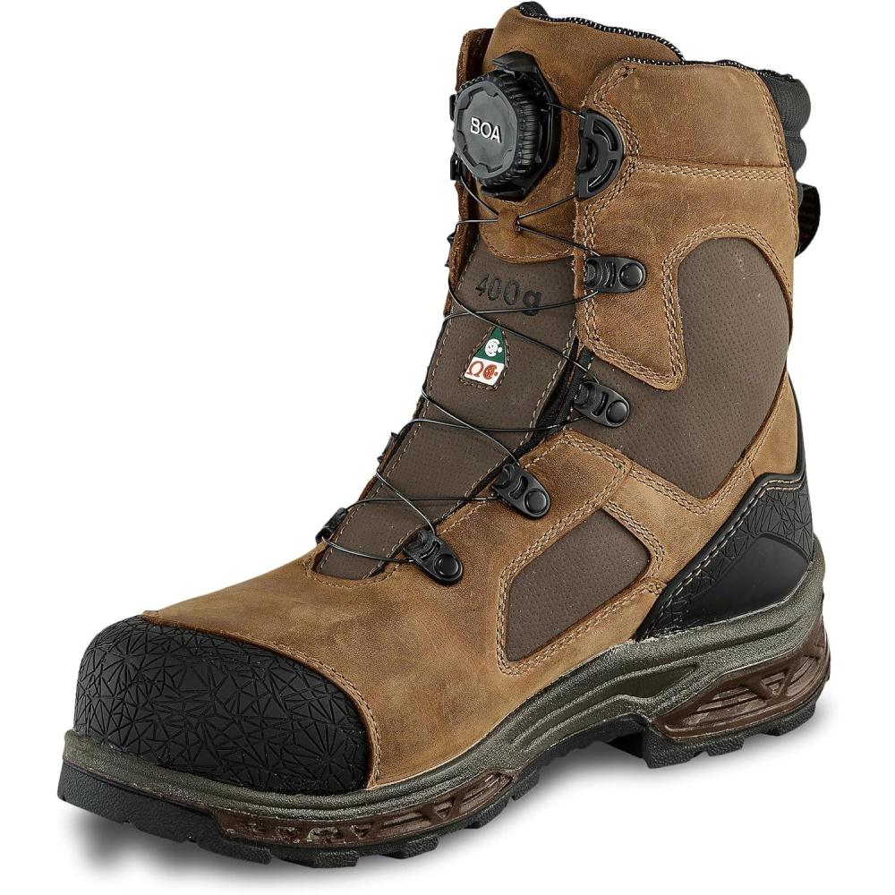 imageIrish Setter Kasota Mens 8 BOA Waterproof Insulated 400g NonMetallic Safety Toe Work BootBrown