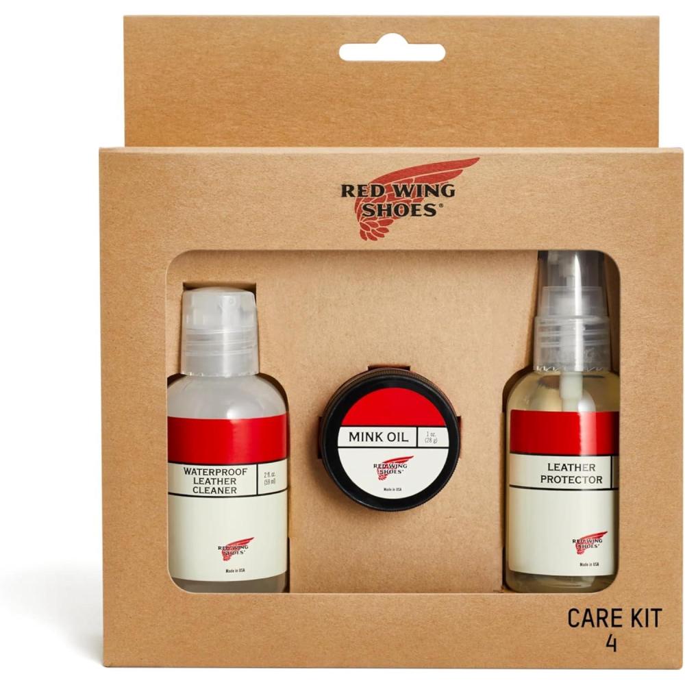 imageRed Wing Shoes Mini Care Kit 4 for Waxed Waterproof Full Grain or Nubuck Leathers Made in USA