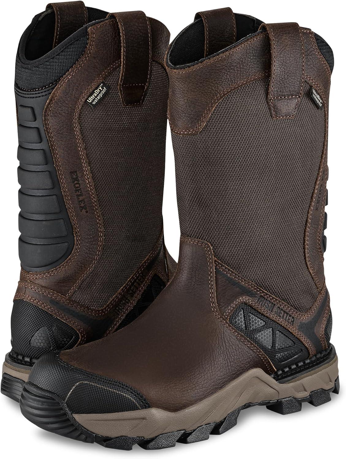 imageIrish Setter Crosby Mens 11 NonMetallic Safety Toe Waterproof Full Grain Leather Work Boot BrownBrown